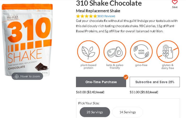 310 Nutrition pricing