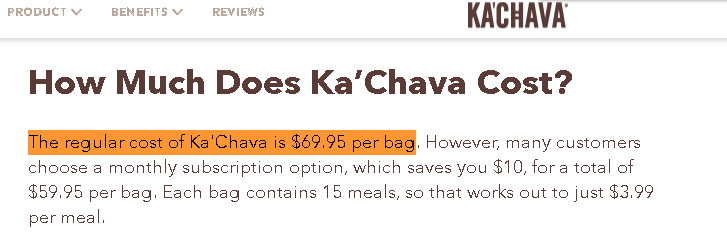  Ka’chava pricing