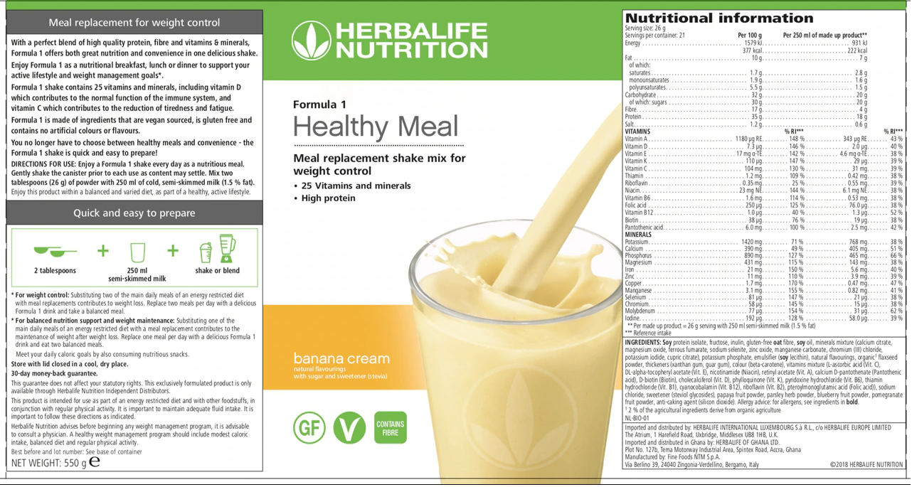 Herbalife Nutrition Label