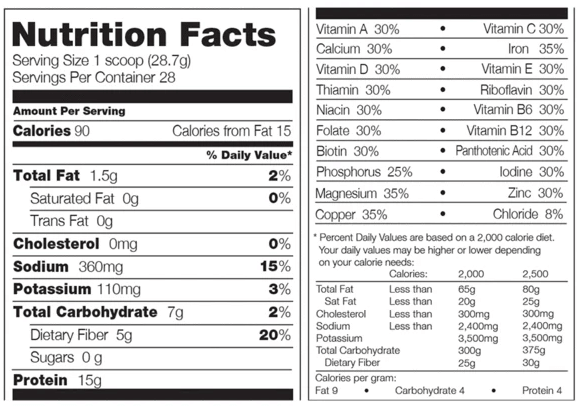 310 Nutrition Nutrition Facts