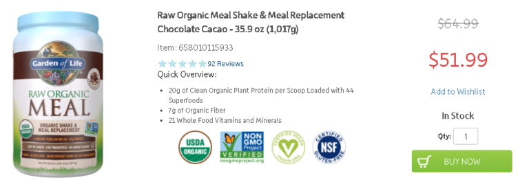 Cost Garden Of Life Raw Organic Meal – Best Cheap Option Best Kachava Alternatives 768x268 