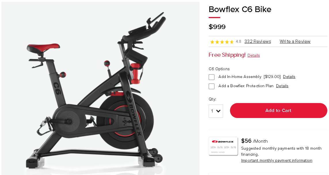 Cost to buy Bowflex C6