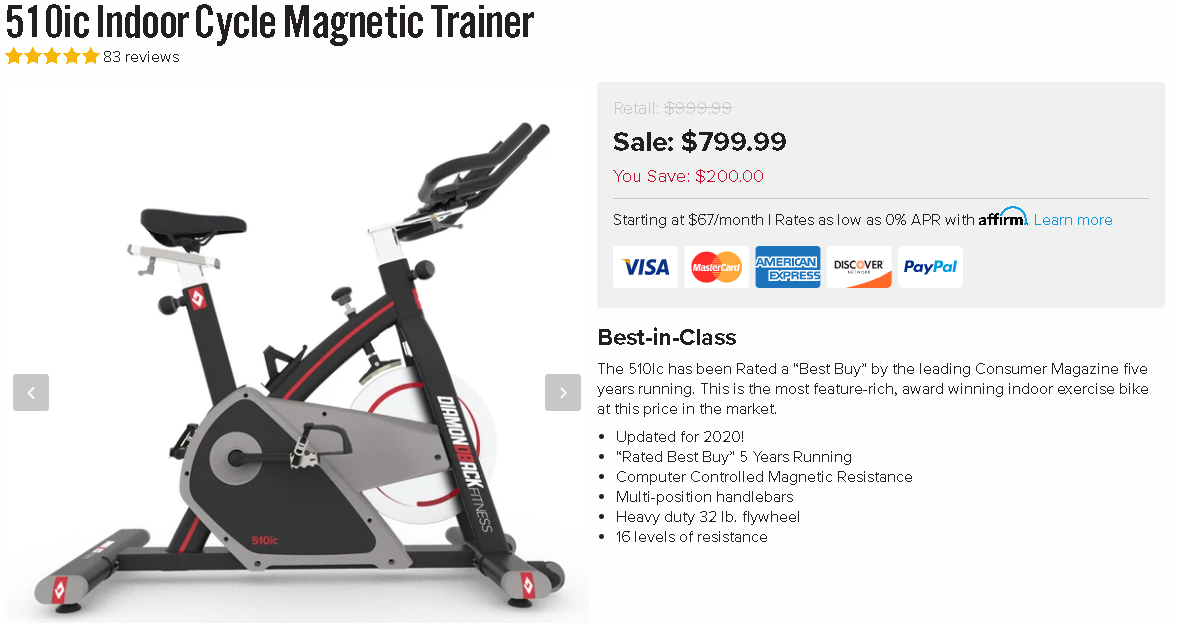 510ic indoor cycle magnetic trainer