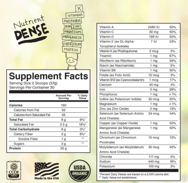KOS Nutrition Facts