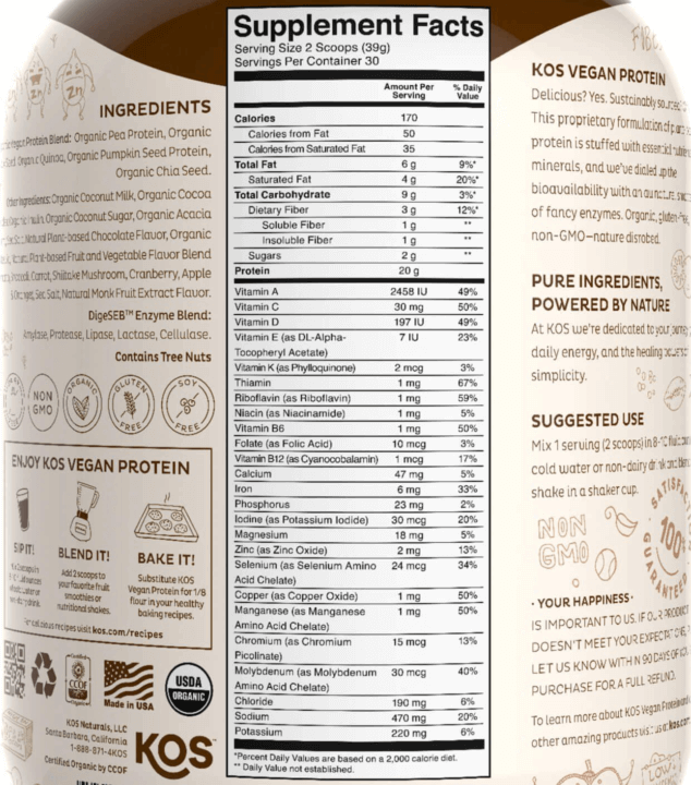 KOS Protein Nutrition Facts