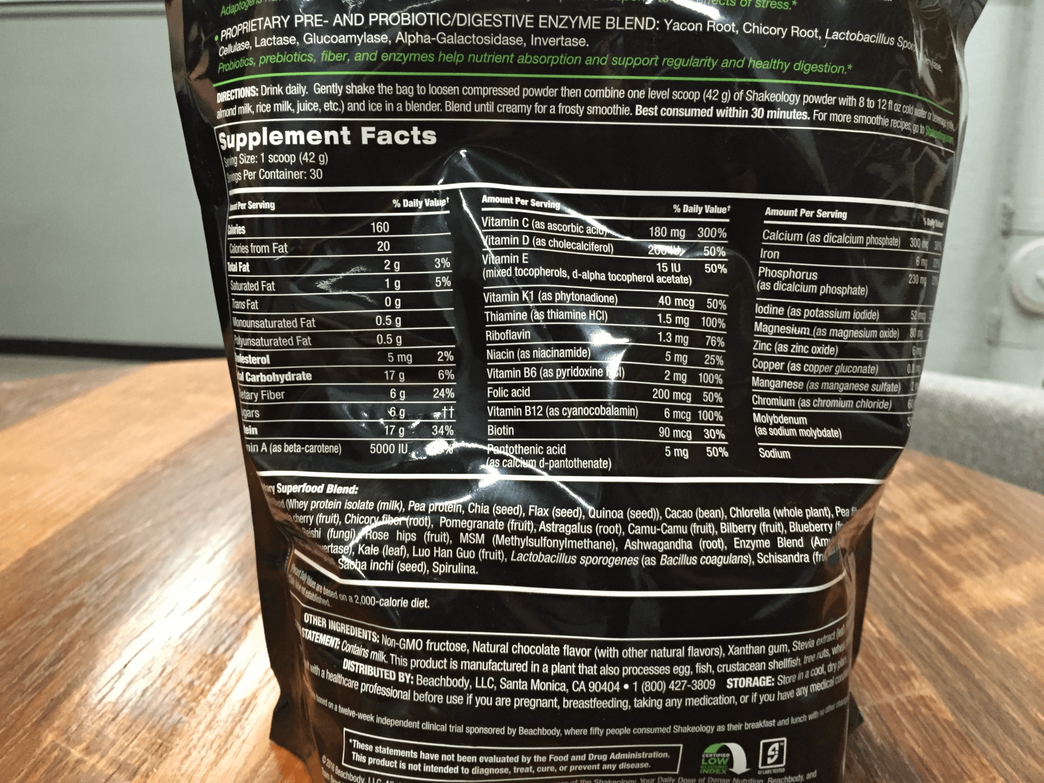 Shakeology Nutrition Facts