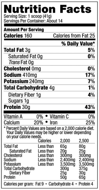 Vega Nutrition Facts