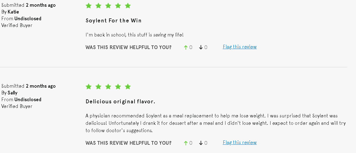 Soylent customer reviews