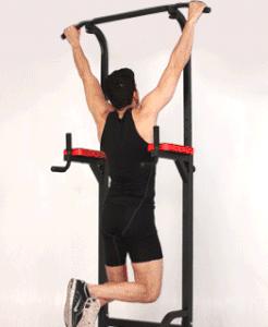 Wide-Grip Pull-Up exercise on a power tower