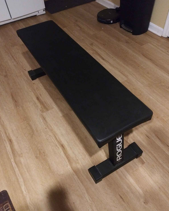 Rogue Flat Bench is great for basement gyms