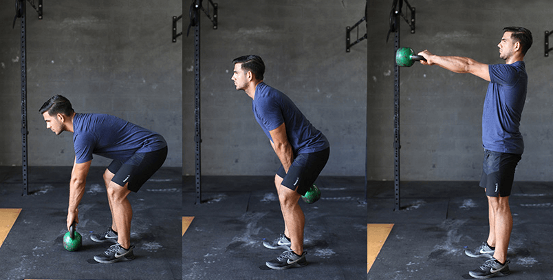 Kettlebell swings are easy and straightforward but remember to use your hips for momentum not the arms