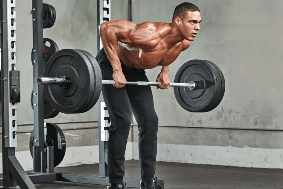 To mimic the upper body position of ring rows, go for the bent over barbell rows