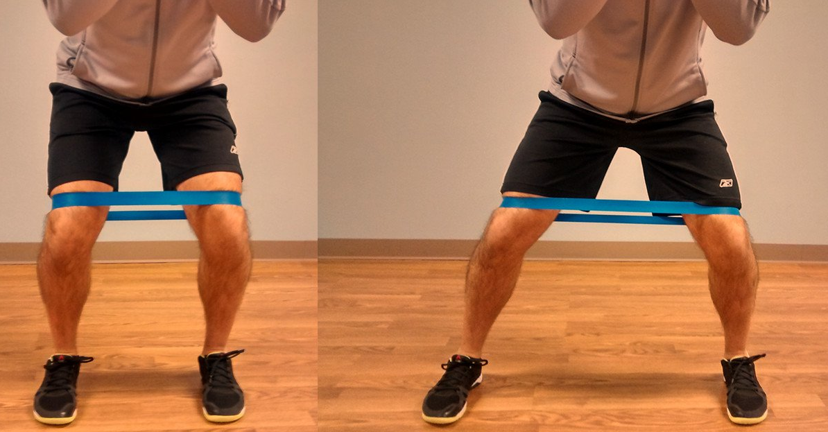 To perform banded lateral bands effectively, make sure to assume a half squat position