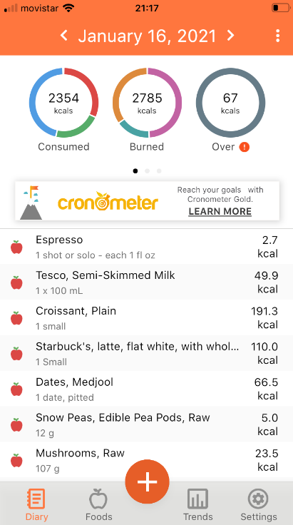 Unlike MyFitnessPal, Cronometer has less ads and less clutter overall