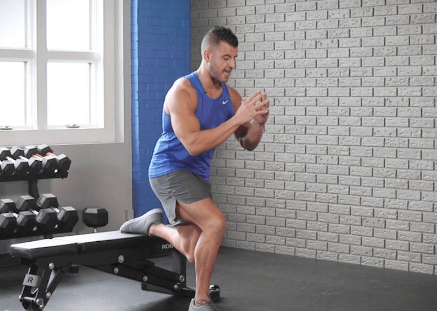 Then there's the heel elevated split squat, which also hits the glutes and hams, but also works the quads