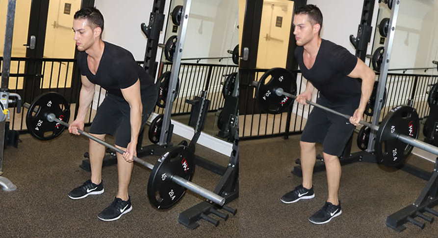 Here is how you do the underhand bent-over barbell row workout