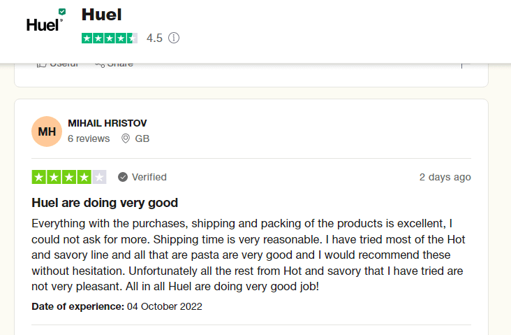 Huel has a massive number of reviews, with a larger chunk of them being positive