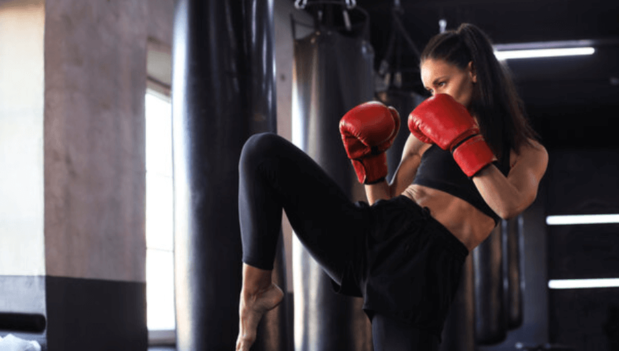 Kickboxing involves kicking with bare feet and punching opponent just like boxing