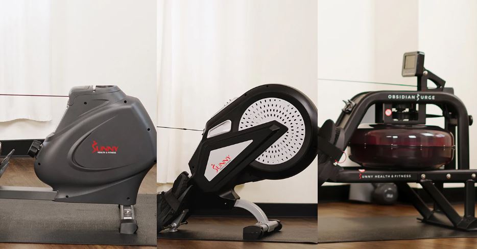 Rowing machines come in various types including air, water, hydraulic, and magnetic rowers