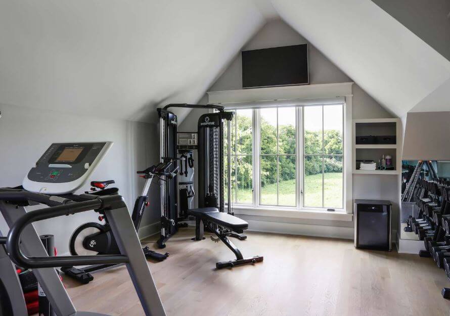 The attic makes for a great option for a small home gym