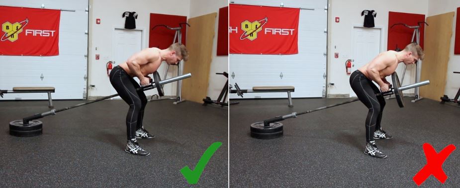This isn't just for deadstop t-bar rows, doing any workout with the wrong posture is a recipe for disaster