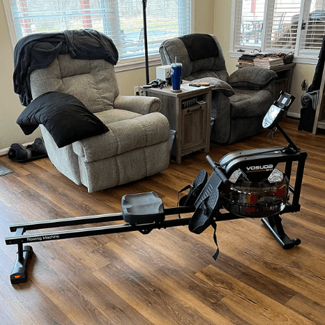 YOSUDA water rowing machine offers a full-body workout with its water resistance, durable construction, and user-friendly design
